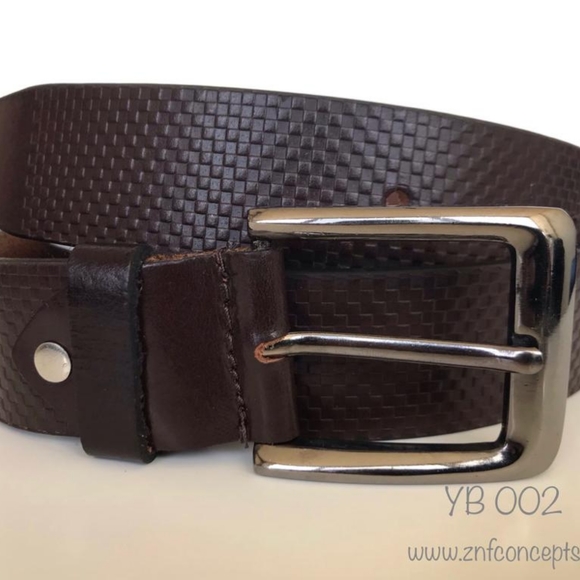 Genuine Leather Belt, Coffee Brown embossed. - Picture 3 of 7